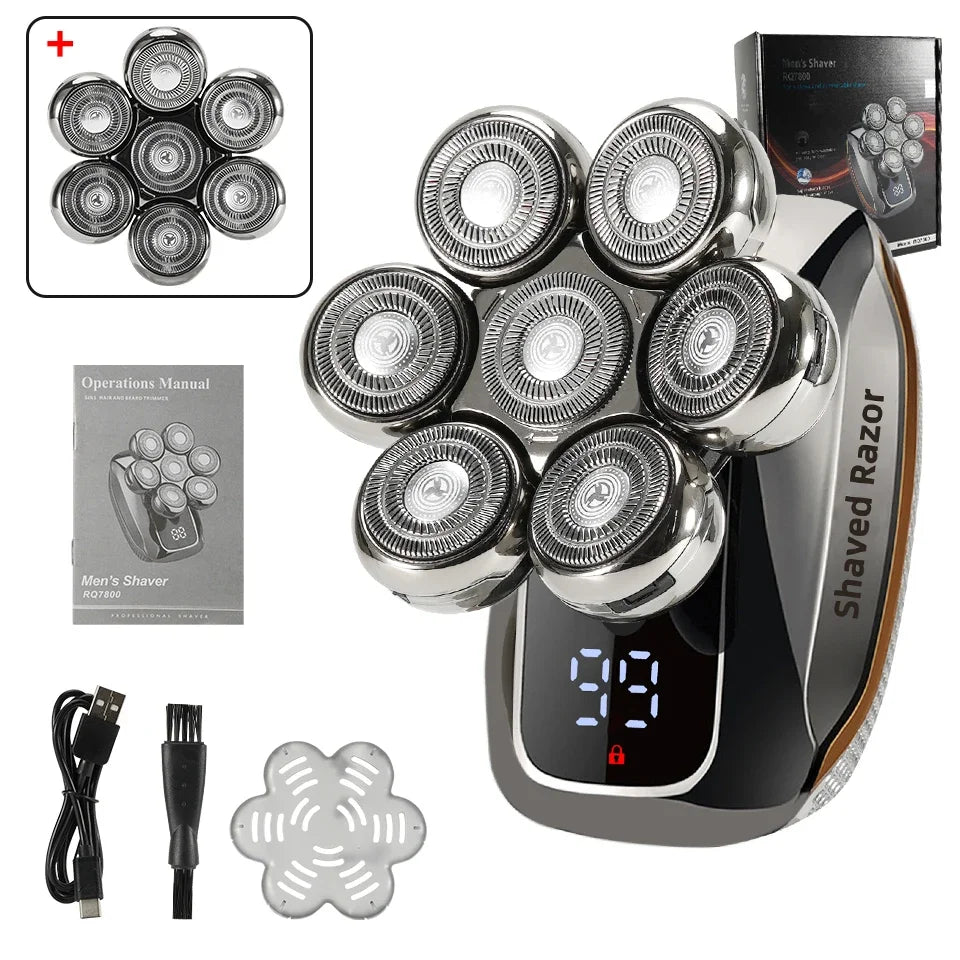 NEW Shaver for Men 7D Independently 7 Cutter Floating Head Waterproof Electric Razor Multifunction USB Charge Trimmer Men