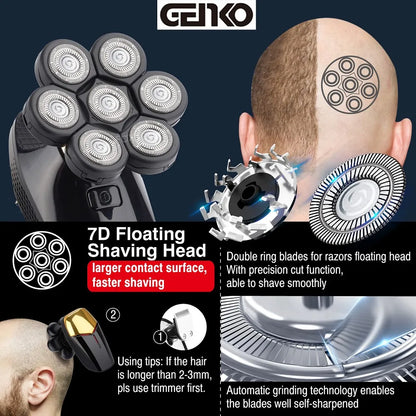 New Shaver for Men 7D Independently 7 Cutter Floating Head Waterproof Electric Razor Rechargeable Multifunction Trimmer for Men