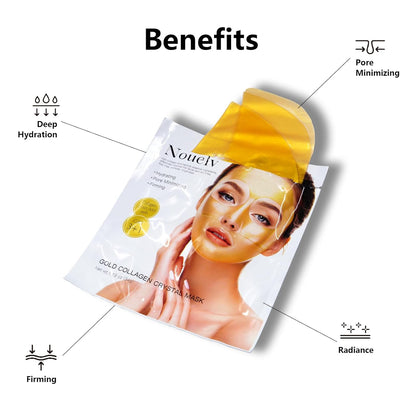 24K Gold Bio Collagen Face Mask, Hydrating Bio Collagen Mask Overnight Collagen Mask Hydrating Collagen Real Deep Mask Skincare 34G X2Ea