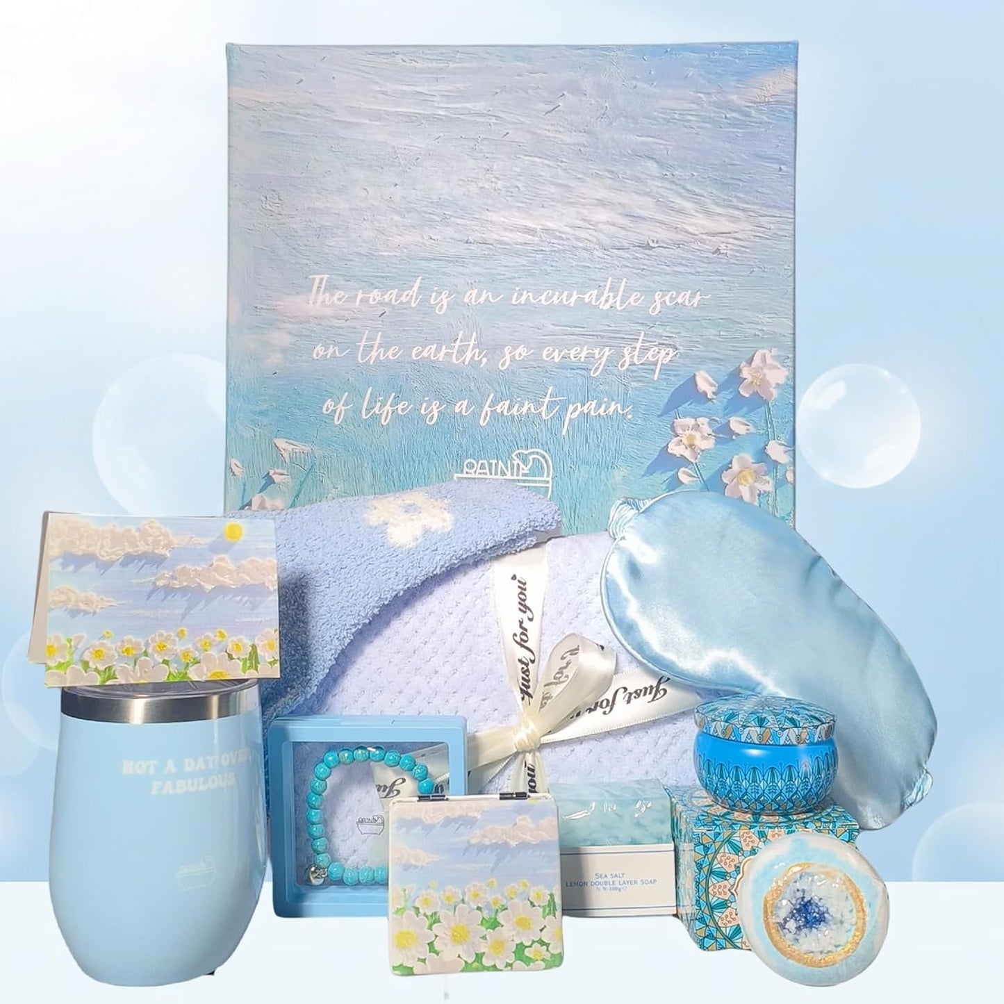 Ocean Serenity Deluxe Bath Gift Set - Pampering Spa Kit for Women, Perfect for Relaxation & Rejuvenation, Ldeal for Birthdays, Teacher Appreciation, 11Pcs Self Care Kit, Best Birthday Gift for Her